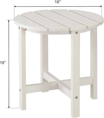 Vasitelan Patio Adirondack Side Table, Double Outdoor Side Table, Poly Lumber end Table, Weather Resistant for Indoor, Patio, Pool, Porch (White)