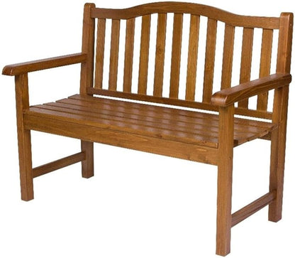 Pemberly Row Traditional Cedar Wood Patio Bench, Brown Finish, 43 in Seating Area, Kiln-Dried Moisture-Resistant Cedar, Arched Back Design, Indoor/Outdoor Use for Porch, Garden, Backyard