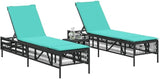 2-Pack Black Rattan Sun Lounger Set, 78", Adjustable Backrest, Cushions, Steel Frame, Patio/Garden/Pool - Photo 3