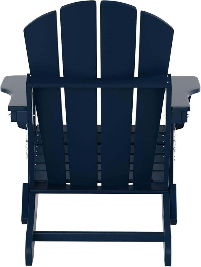 WO Home Furniture Adirondack Chairs Table Set of 3 PCS Outdoor Folding Chairs Coffee Table Weather/UV Resistant for Lawn - Photo 5