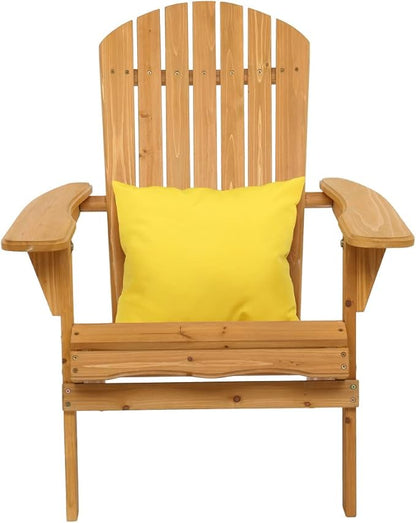 Folding Adirondack Chairs Wood Lawn Chair Wooden Lounger 350 LBs Support Seating Natural Finished Weather Resistant Indoor Outdoor Furniture