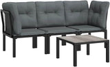 4-Piece Garden Lounge Set Black and Grey Modular Poly Rattan Outdoor Furniture with Cushions for Patio Balcony - Photo 2