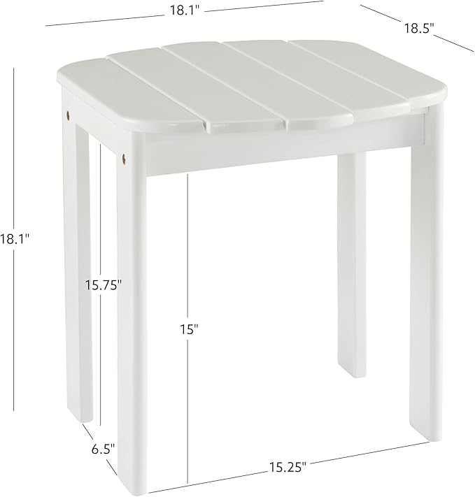 Linon Adirondack, White End Table, 18.5"D x 18.11"W x 18.11"H