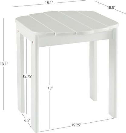 Linon Adirondack, White End Table, 18.5"D x 18.11"W x 18.11"H