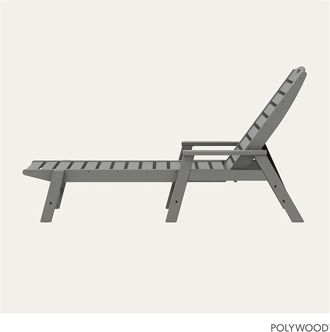 POLYWOOD NCC2280GY Nautical Arms Chaise, Slate Grey