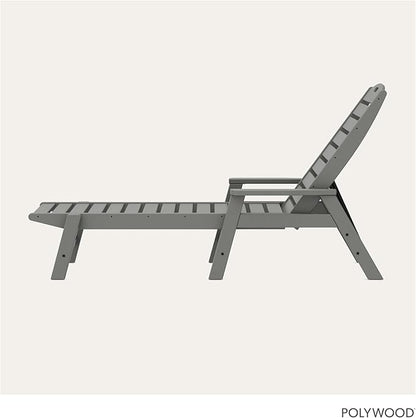 POLYWOOD NCC2280GY Nautical Arms Chaise, Slate Grey
