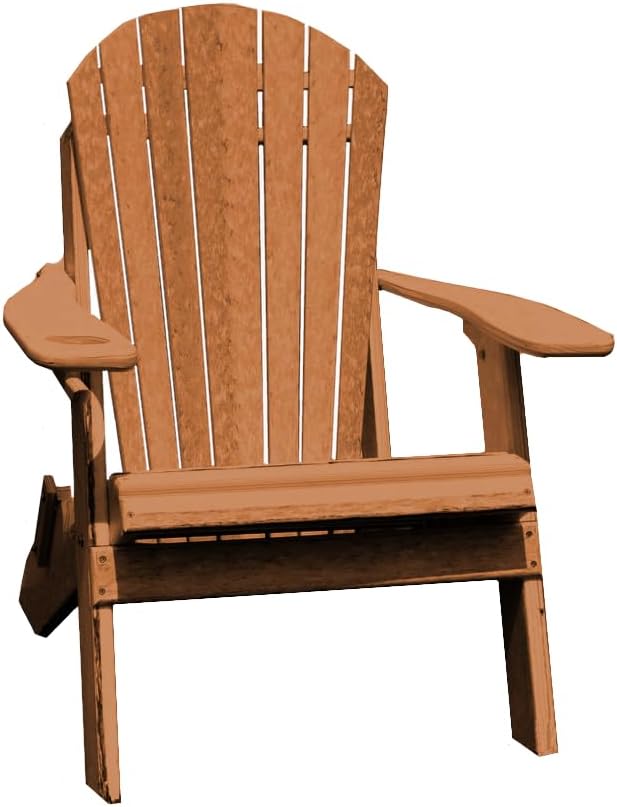 Furniture Barn USA Poly Folding Adirondack Chair with Smart Phone Holder, Natural Teak