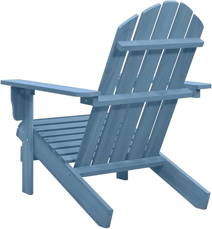 Solid Fir Wood Adirondack Chair Blue Patio Furniture Outdoor Relaxing Lounge Chair for Garden Backyard Poolside - Photo 5