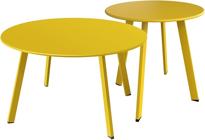 Grand patio Round Patio Coffee Table 2PC Weather Resistant Nesting Tables Including One Large Side Table and One Small - Photo 1