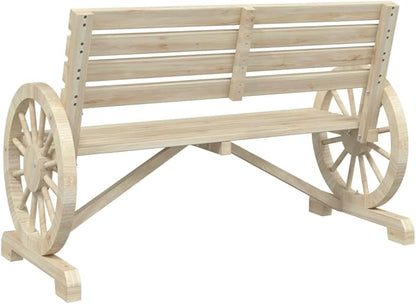 2-Seater Garden Bench Natural Wood Solid Fir Wood Outdoor Sofa for Garden