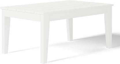 WestinTrends Malibu Low Outdoor HDPE Patio Rectangle Coffee Table, White
