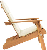 Adirondack Patio Chair with Cream Cushions Solid Acacia Wood Foldable Outdoor Lounge Chair for Poolside, Beach, Garden - Photo 5