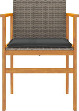 Patio Chairs with Cushions 2 pcs Gray Poly Rattan&Solid Wood Sillas para Patio Lawn Chairs for Dining Table Garden - Photo 5