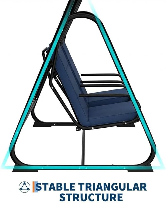 2-Person Outdoor Swing Chair with Canopy, Heavy Duty Patio Glider Bench, High Back Support, Detachable Cushions - Photo 6