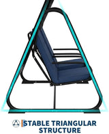 2-Person Outdoor Swing Chair with Canopy, Heavy Duty Patio Glider Bench, High Back Support, Detachable Cushions - Photo 6
