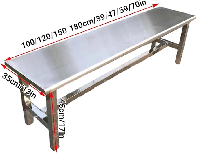 304 Stainless Steel Outdoor Garden Bench Metal Bench for Patio Park Commercial Use 660 Lbs Load-Bearing Capacity(180cm/71in)