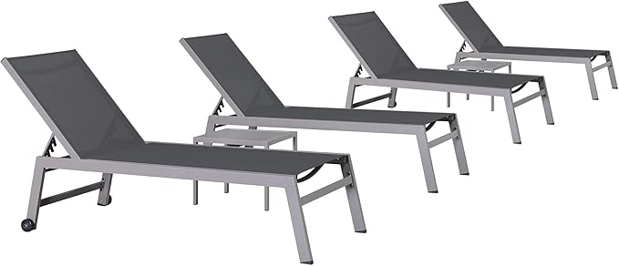 PURPLE LEAF 6-Piece Outdoor Chaise Lounge Oversized Pool Lounge Chairs with Easy-to-Move Wheels and Adjustable Backrest - Photo 1