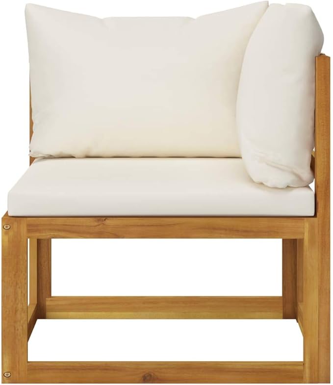 Garden Bench Deck Bench 2-Seater Patio Bench with Cream White Cushions - Photo 4