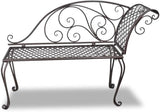 Garden Bench Deck Bench Patio Chaise Lounge 50.4" Steel Antique Brown - Photo 3