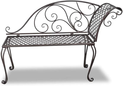 Garden Bench Deck Bench Patio Chaise Lounge 50.4" Steel Antique Brown