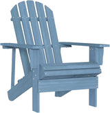 Solid Fir Wood Adirondack Chair Blue Medium Ergonomic Design for Outdoor Relaxation Garden Patio Terrace Durable - Photo 1