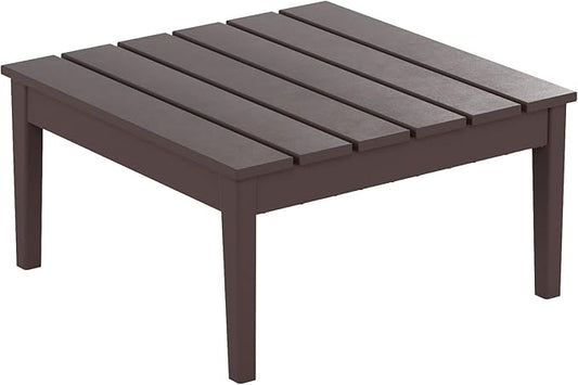 WestinTrends Ashore Outdoor Coffee Table, 32 Inch All Weather Poly Lumber Adirondack Patio Coffee Table Square Low Table, Dark Brown