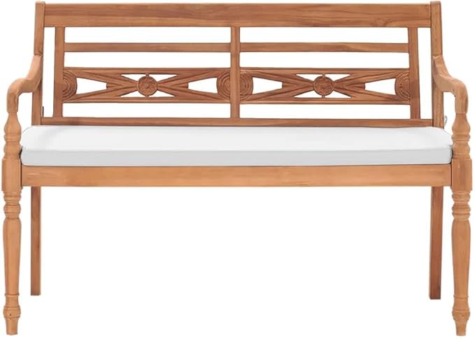 Batavia Bench with Cushions, Vintage Garden Wooden Bench, Outdoor Garden Bench, Bench with Backrest for Patio, Garden - Photo 3