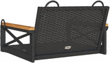 1-Seater Black PE Rattan Garden Chair Swing Bench 24.4x24.8x15.7 in Powder-Coated Steel Frame Solid Acacia Seat for - Photo 7