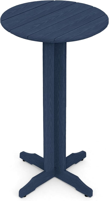 Outdoor Round Bar Table, 43 Inch All-Weather HDPE Bar Height Pub Table with Adjustable Feet, Heavy Duty High Top Bistro Table for Garden, Deck, Poolside,Backyard (Navy Blue)