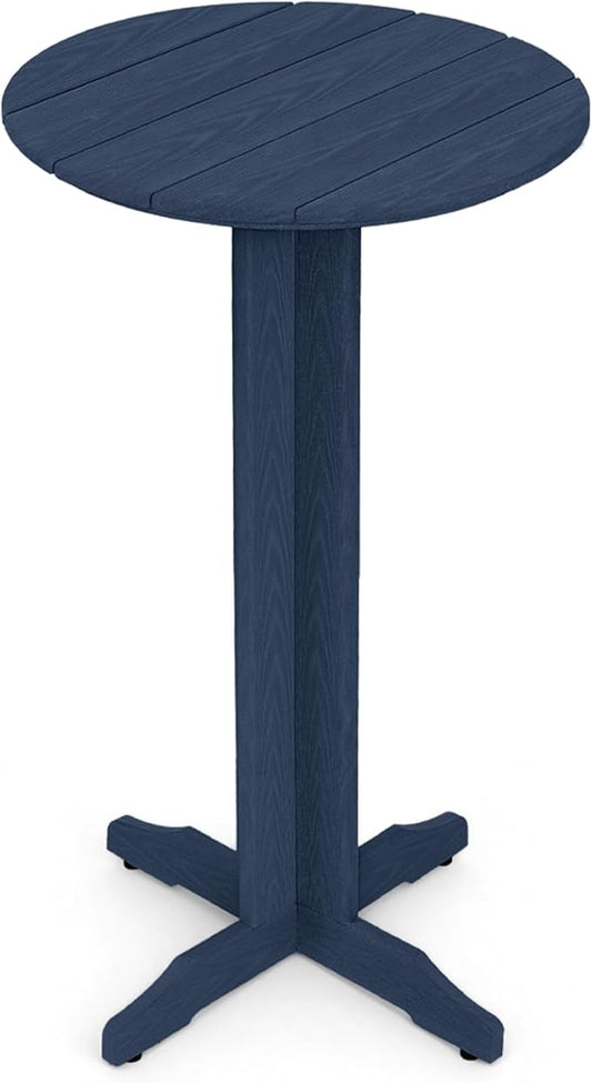 Outdoor Round Bar Table, 43 Inch All-Weather HDPE Bar Height Pub Table with Adjustable Feet, Heavy Duty High Top Bistro Table for Garden, Deck, Poolside,Backyard (Navy Blue)