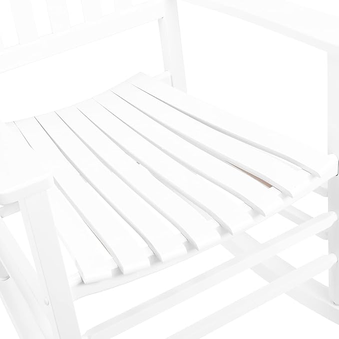 VINGLI Classic Wooden Rocking Chair with Handcrafted Comfort, Eco-Friendly and Durable Rocking Chair, Elegant and Stable Rocker for Indoor and Outdoor Use, White