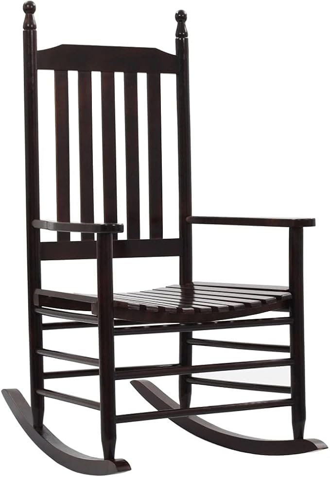 Rocking Chair Brown Poplar Hardwood Standard Durable Outdoor Chairs Patio Chairs for Outdoor Indoor