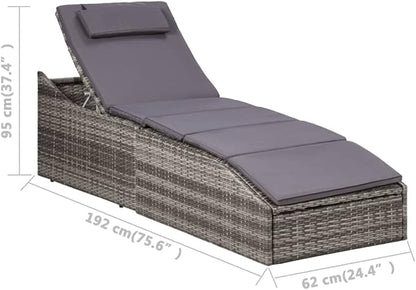 Sunbed Hammock Chair,Lounge Chair,Patio Lounge Chairs,Christopher Knight Outdoor Furniture,Outdoor Chaise Lounge,Outdoor Lounge Chairs Set of 2,with Cushion Poly Rattan Gray