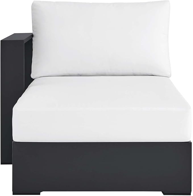 Modway Tahoe Aluminum Outdoor Chaise Lounge in Gray White with Weather-Resistant Cushions, Modular Left-Facing Patio Lounger for Pool Furniture or Sectional Sofa Set