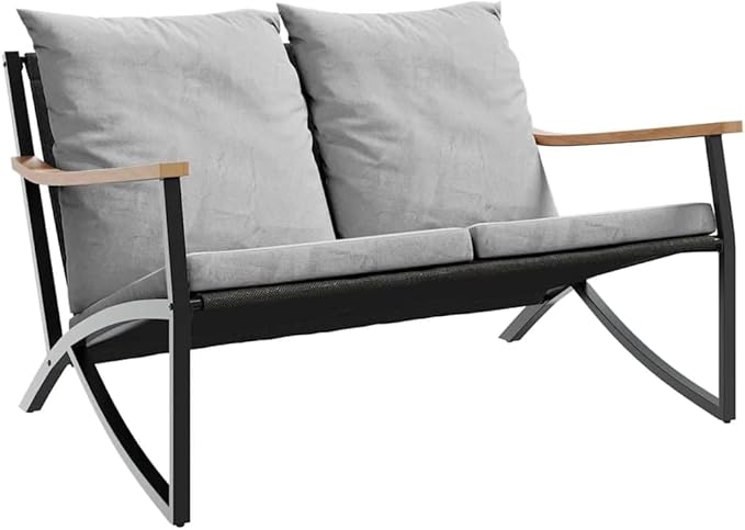 2-Seater Outdoor Garden Bench with Cushions, 47.2 Inch Modern Metal Patio Bench for Backyard, Balcony, and Terrace - Photo 2