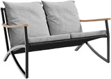 2-Seater Outdoor Garden Bench with Cushions, 47.2 Inch Modern Metal Patio Bench for Backyard, Balcony, and Terrace - Photo 2