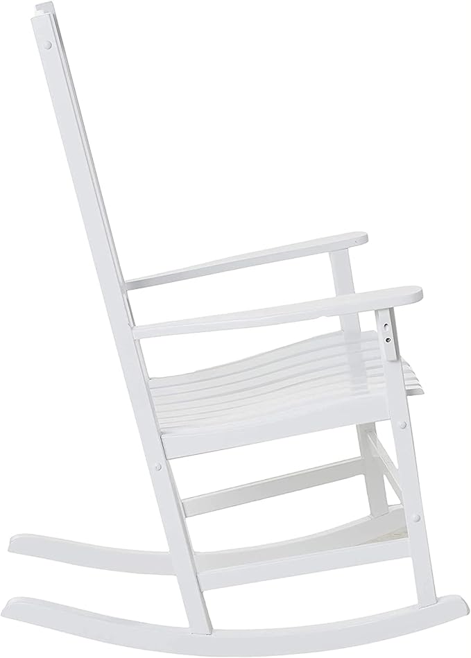 Cambridge Casual Bentley Solid Wood Porch Rocking Chair, White – Outdoor Wooden Rocker for Patio, Front Porch, Comfortable Contoured Seat