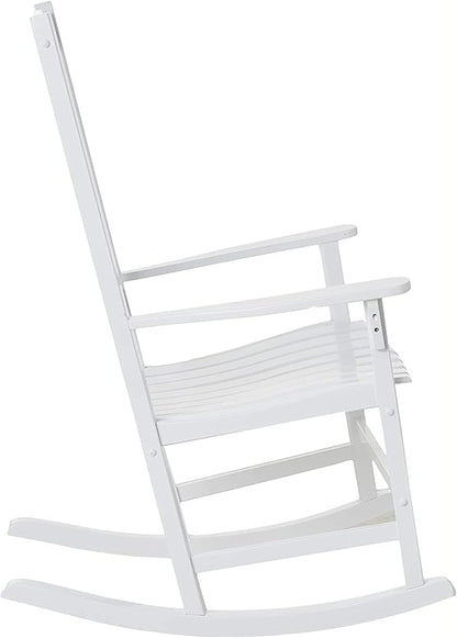 Cambridge Casual Bentley Solid Wood Porch Rocking Chair, White – Outdoor Wooden Rocker for Patio, Front Porch, Comfortable Contoured Seat