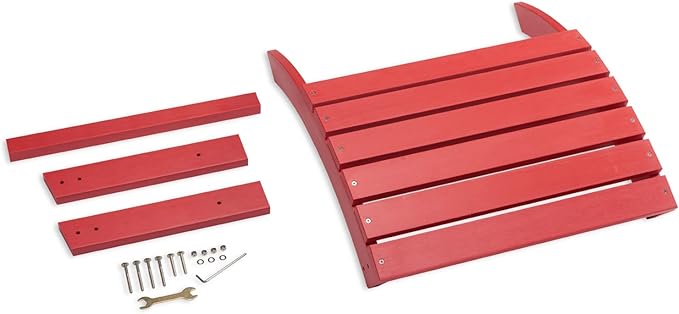 Psilvam Adirondack Ottoman, Adirondack Footstool for Adirondack Chair Weather Resistant Foot Rest for Outdoor Porch, Yard, Garden (Red)