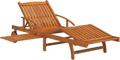 2-Person Acacia Wood Sunlounger Set with Table, Adjustable Backrest Outdoor Chaise Lounge, Foldable Beach Tanning Chairs, 26.8" Seat Depth, Large, Brown, for Garden, Poolside & Patio