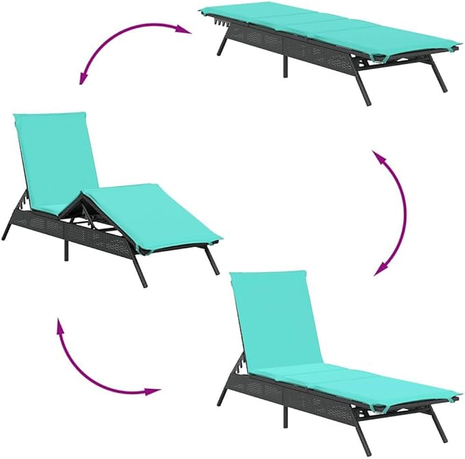 Patio Sun Lounger Set of 2, Adjustable Outdoor Chaise Lounge Chair with Removable Cushion - Photo 7