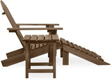 Adirondack Chair with Ottoman and Table Solid Fir Wood Brown Patio Furniture Set for Outdoor Garden Balcony Porch - Photo 3