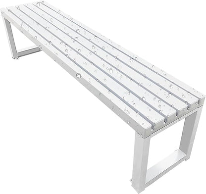 Outdoor Bench 2-Person Garden Bench Metal Backyard Seat Backless Seat 3.3ft 3.9ft 4.9ft 5.9ft Weatherproof Chair for Front Porch, Patio, Park(White,3.3ft)