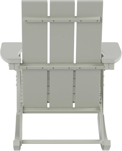 WO WESTIN OUTDOOR HDPE Shoreside Modern Rocking Poly Adirondack Chair (Set of 2),Sand