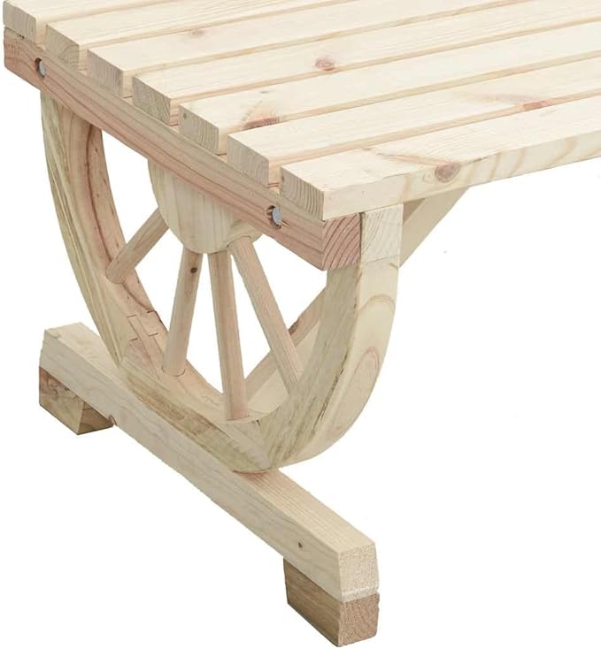 Natural Wood Solid Fir Wood Medium Durable Adirondack Chair and Table Set 4-Piece for Patio - Photo 7