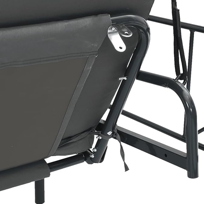 Outdoor Garden Swing Bench with Canopy and Cushions, 3-Seater Patio Swing Bed, Durable Powder-Coated Steel Frame - Photo 9
