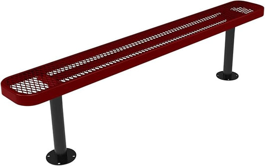 COATEDOUTDOORFURNITURE Heavy-Duty Outdoor Bench Thermoplastic Coated, Expanded Metal, Commercial-Grade Seating, Made in America (Surface Without Back, 6 Ft, Textured Burgundy)