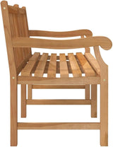 Heavy Duty Solid Teak Wood Garden Bench Light Brown Vintage Style Outdoor Seating for Patio and Garden Weather - Photo 5