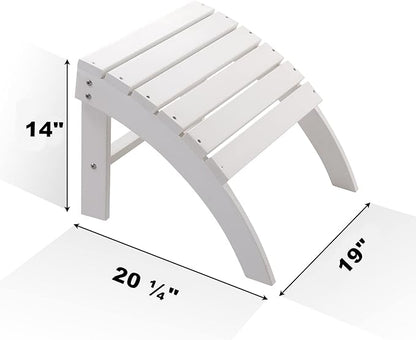 Psilvam Adirondack Ottoman, Adirondack Footstool for Adirondack Chair Weather Resistant Foot Rest for Outdoor Porch, Yard, Porch, Garden (White)
