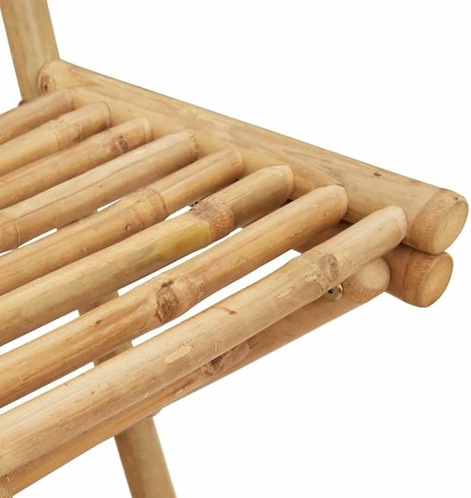 vidaXL 3 Piece Outdoor Bar Set Foldable Bamboo Table and Stools Modern Garden Furniture for Balcony Patio Dining UV Protection Folding Compact